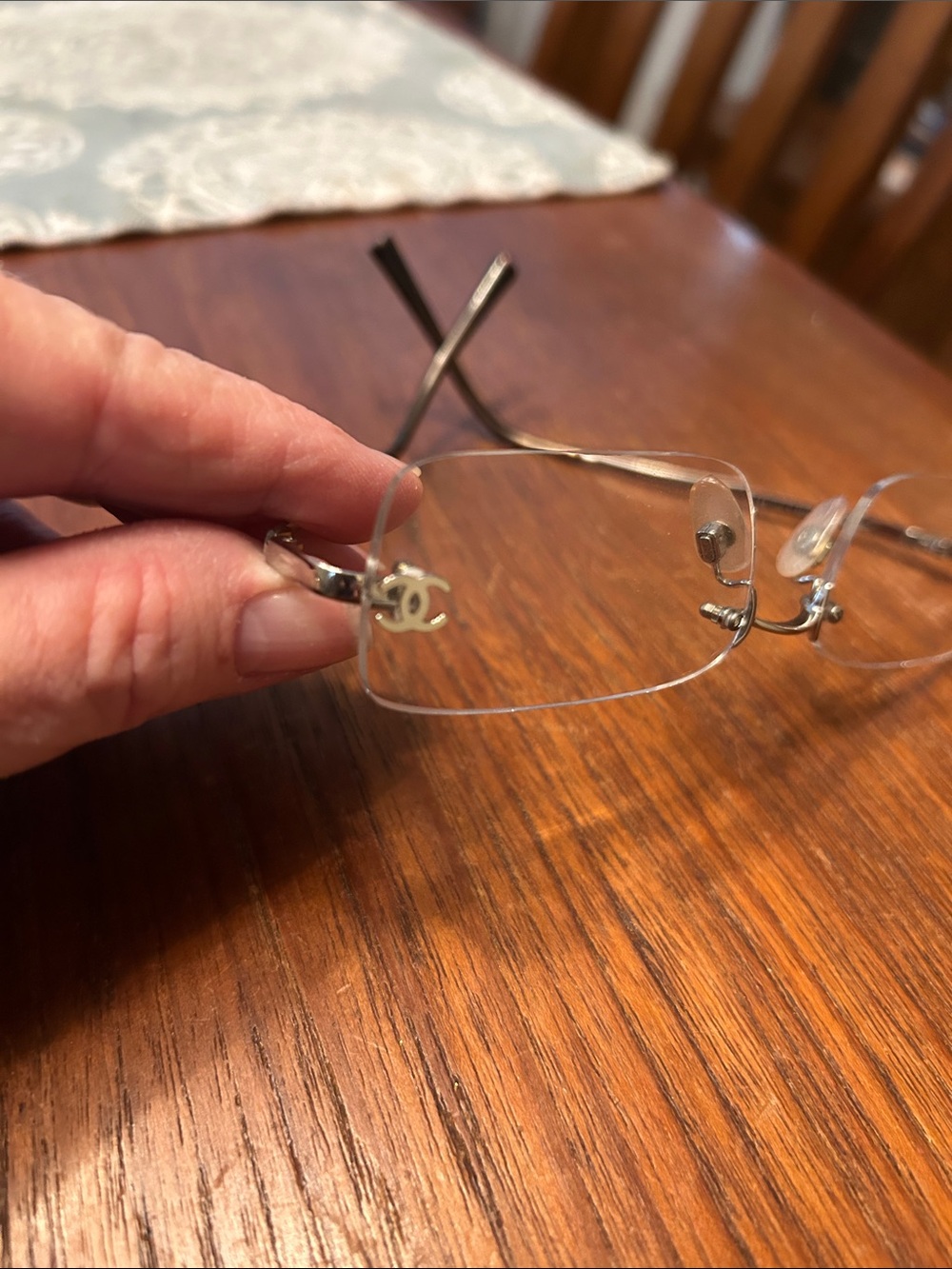 CHANEL Rimless Reading Glasses in Silver with Clear Lenses